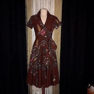Vintage Faux Wrap Batik Dress